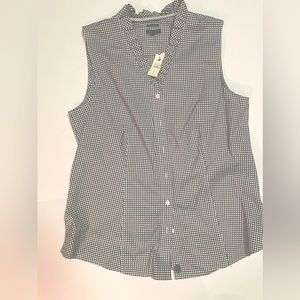 Talbots Sleeveless Blouse Size 10 Black & White Checkered